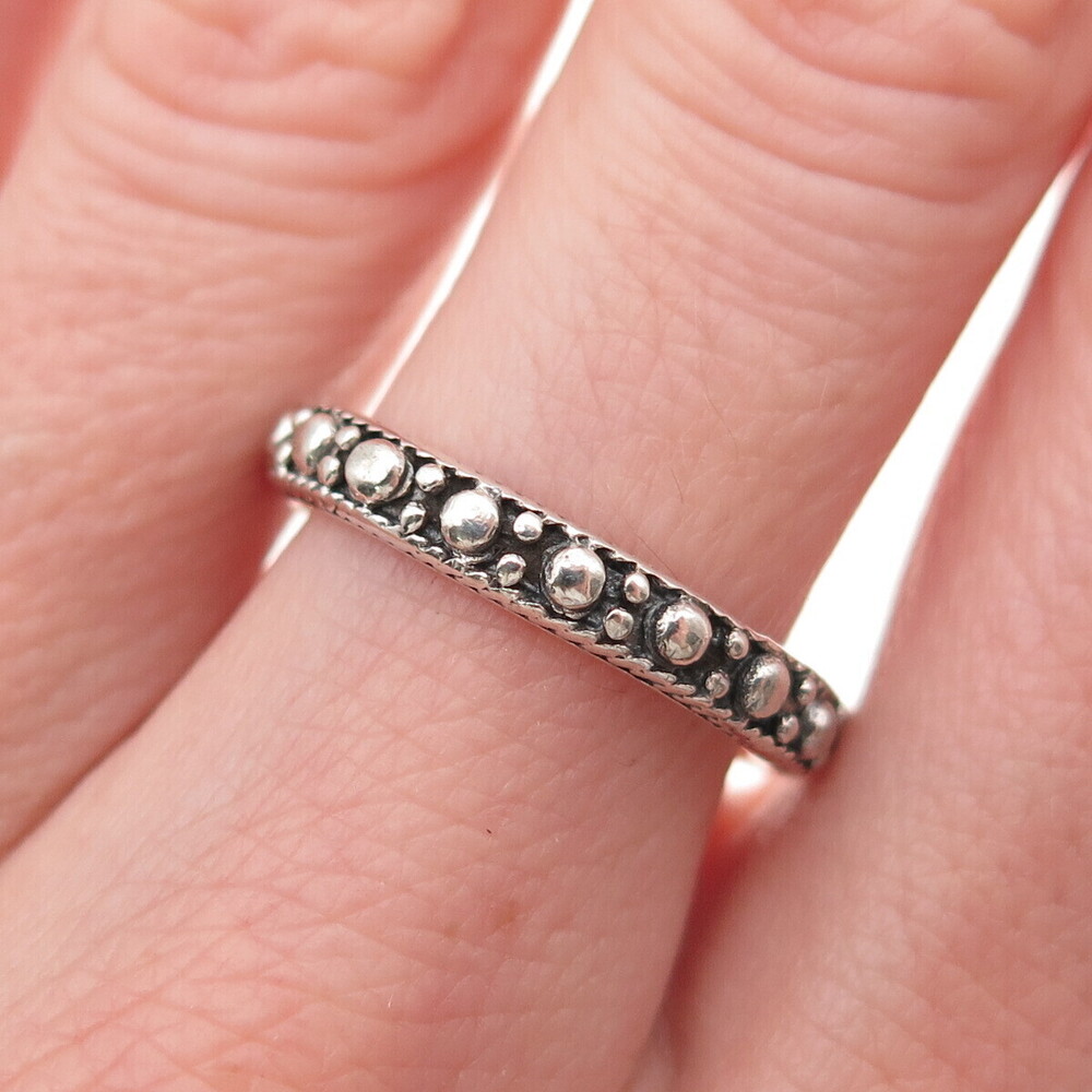 925 Sterling Silver Vintage Dotted Oxidized Band Ring Size 7.75